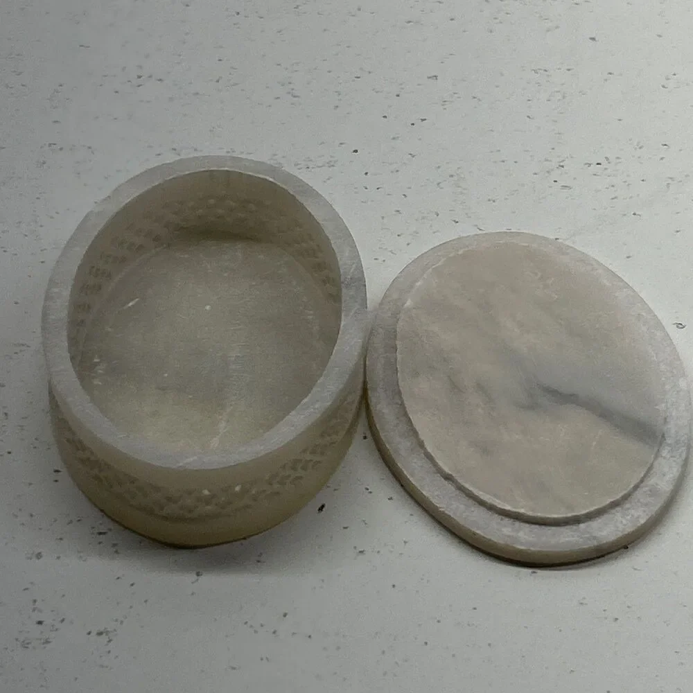 VTG‎ Mother of Pearl Stone Marble Trinket Jewelry Box India 3” X 4”